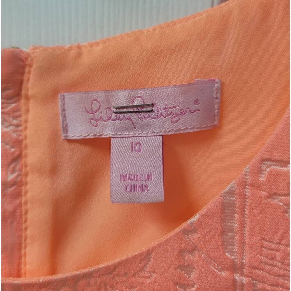Lilly Pulitzer Peachy Pink Word On The  Street Jacqua Dress S:10 - Picture 9 of 12